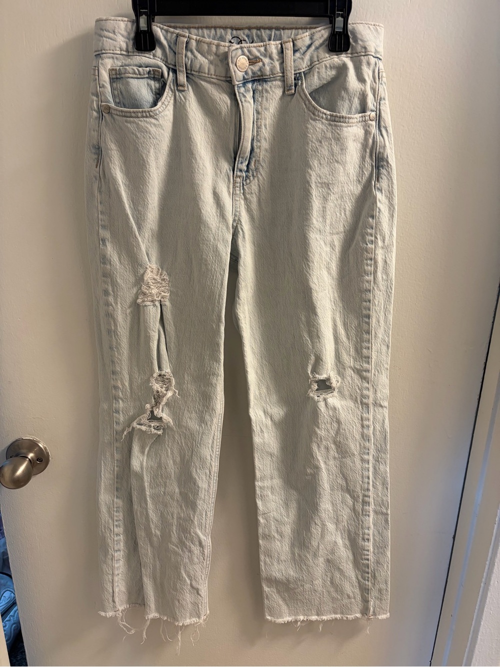 Art Class Girls Distressed High Rise Straight Leg Jeans Size 14